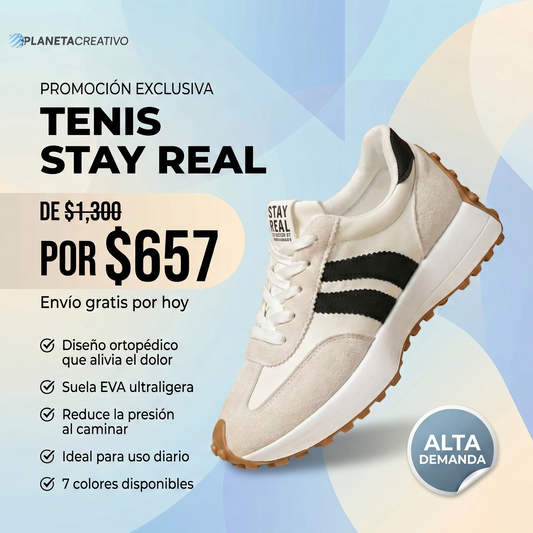 Stay Real - Tenis Ortopédico Femenino Cómodo y Antideslizante