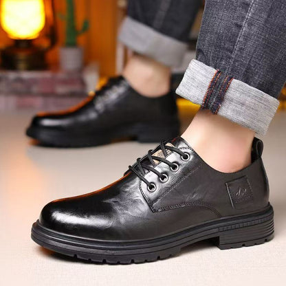Zapatos retro de piel para hombre con suela blanda